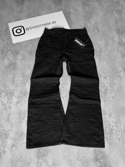 Flared jeans “Dark” | Клеш кльош чорні темні indie sleaze архив arhive sk8 y2k opium raw denim bootcut double knee джинсы фларед рвані буткат