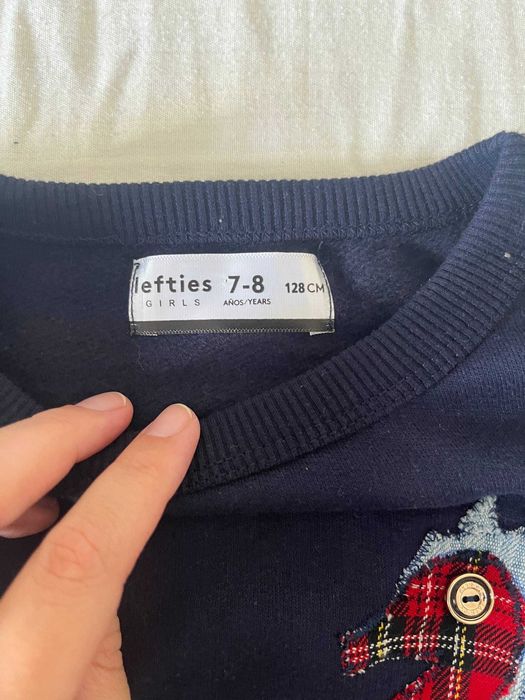 Sweatshirt Lefties azul-marinho com cavalo-marinho xadrez, 7-8 anos