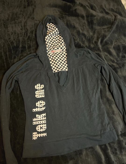Black and white hoodie with square details