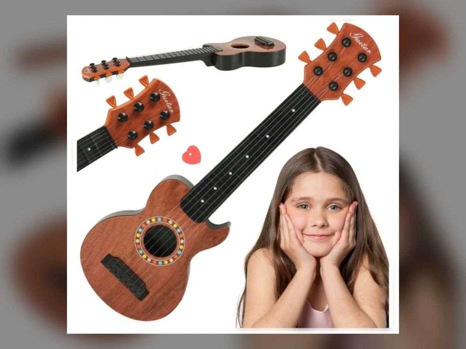 Nowa Gitara Dla Dzieci 6 Strun 46,5 Cm Zabawkowa Do Nauki Kostka