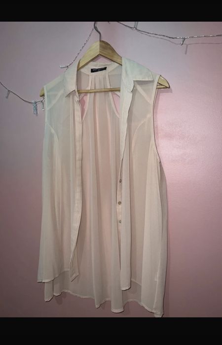 Camisa manga cavada bege