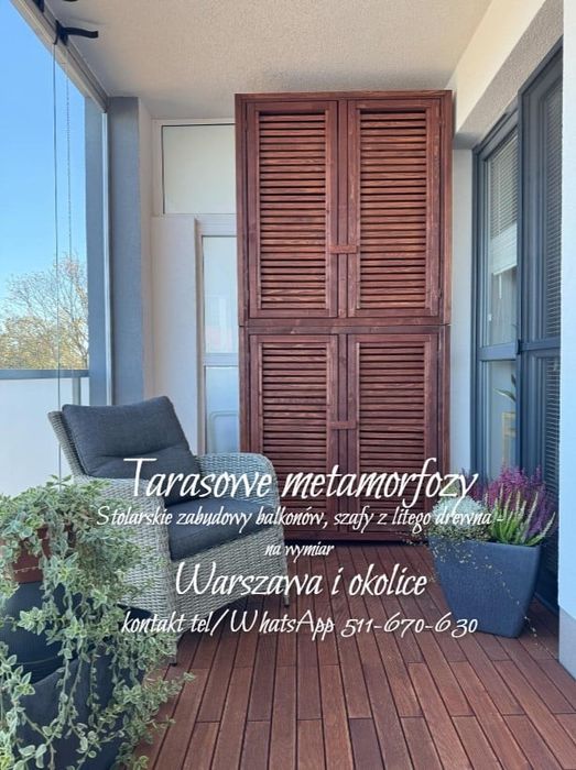 Szafa balkonowa tarasowa lite drewno