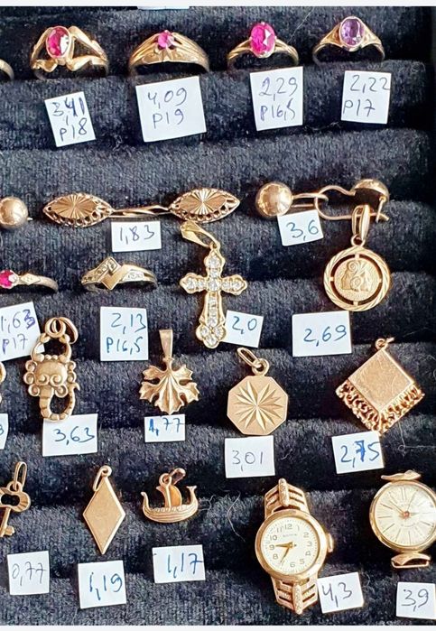 В продаже золотые изделия производства СССР  583 пробы