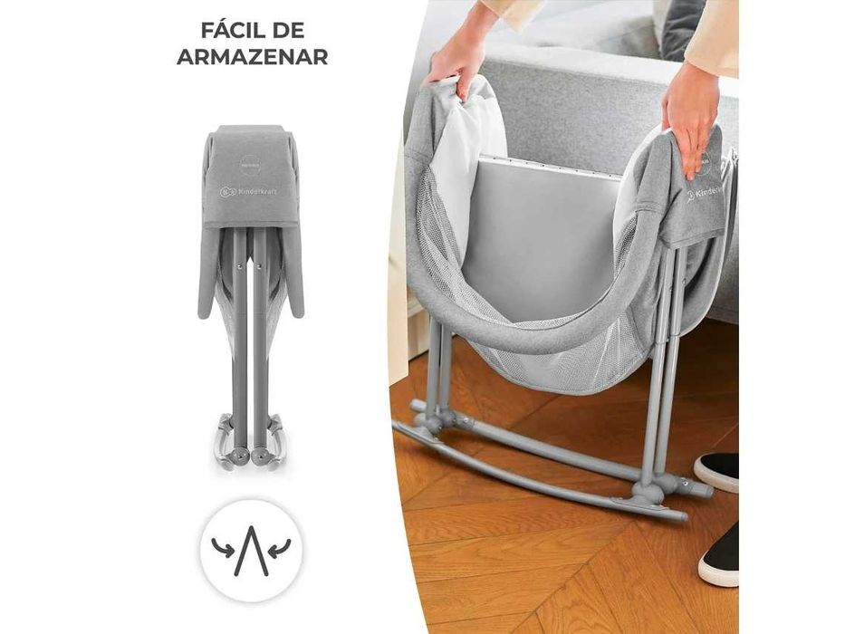 Mini Berço KINDERKRAFT Lovi Cinzento - até aos 6 meses (nunca aberto, em caixa)