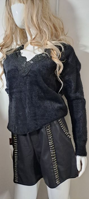 Sweterek alpaka koronka premium