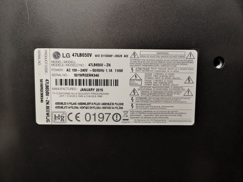 Телевізор 3D LG47LB650V