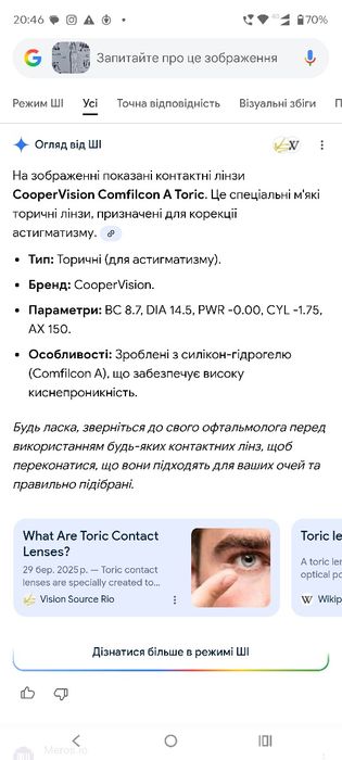 Лінзи Biofinity toric