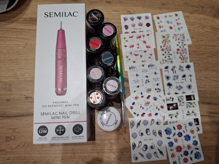 Semilac Frezarka do paznokci Mini Pen plus lakiery, naklejki, pędzel