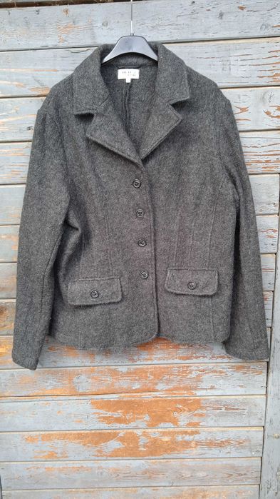 BLUE MOTION marynarka blezer 100% wełna krótki płaszczyk szary 44/46 L