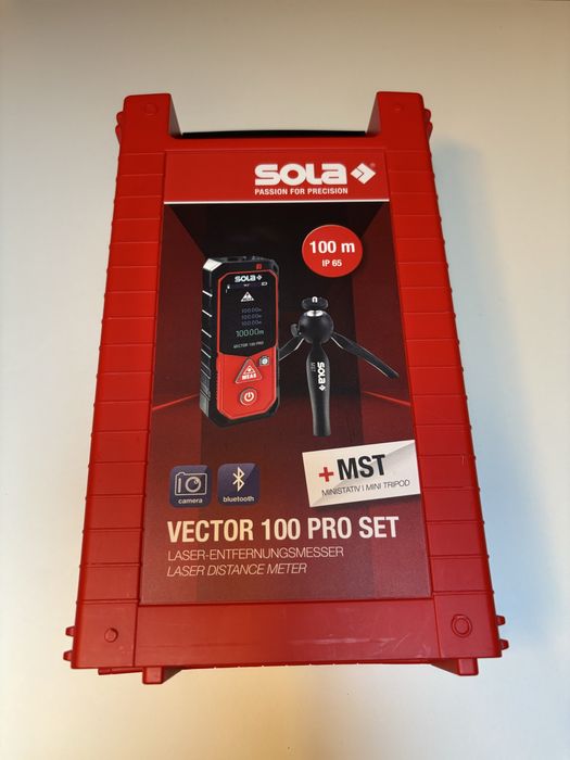 Profesjonalny Dalmierz Laserowy SOLA VECTOR 100 PRO SET – Kamera, BT, IP65