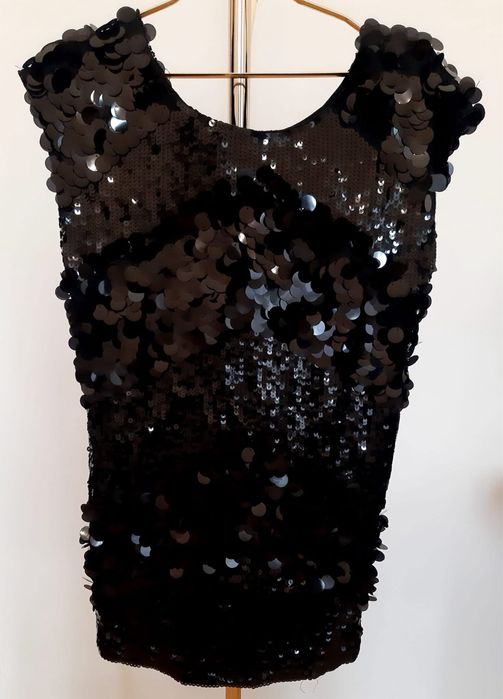 Asos czarne cekiny super mini sukienka Sylwester rozm. M