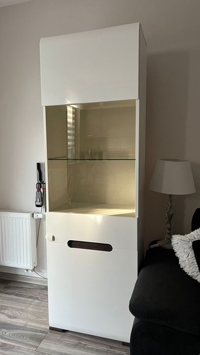 Witryna Azteca 60cm biały połysk z podświetlenie.. Słupek, Szafka