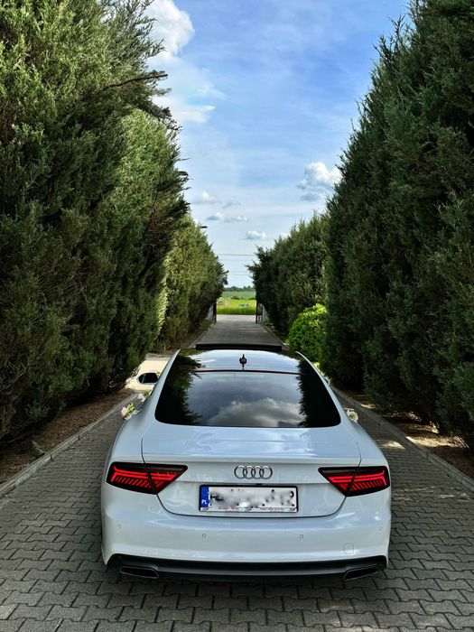 Białe Audi A7 S-Line, wynajem na ślub/inne uroczystości