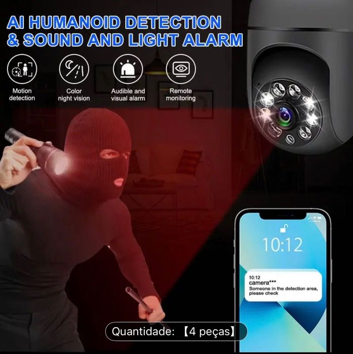 2 Câmeras Wi-Fi sem fios 2.4Gz, Câmera inteligente