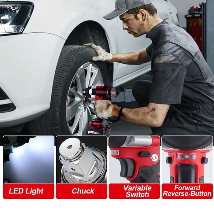 D20-Chave impacto s escova 1800 NM de onevan 1/2 compativel makita 18v