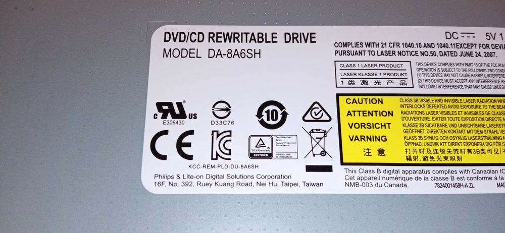 Nagrywarka do laptopa DVD Philips Lite-On DA-8A6SH bardzo mało używana