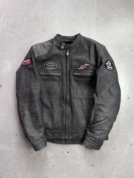 Triumph Motorcycles Rock N Roll Leather Biker Jacket Men 40 M Original чоловіча шкіряна мото куртка тріумф оригінал Vintage