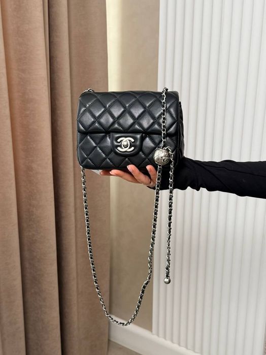 Premium ‼️Chanel Mini 17 Classic Flap Bag in Black with Silver