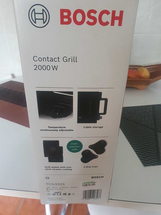Grelhador de Placas Bosch TCG3323 de 2000 W - Preto (Novo)