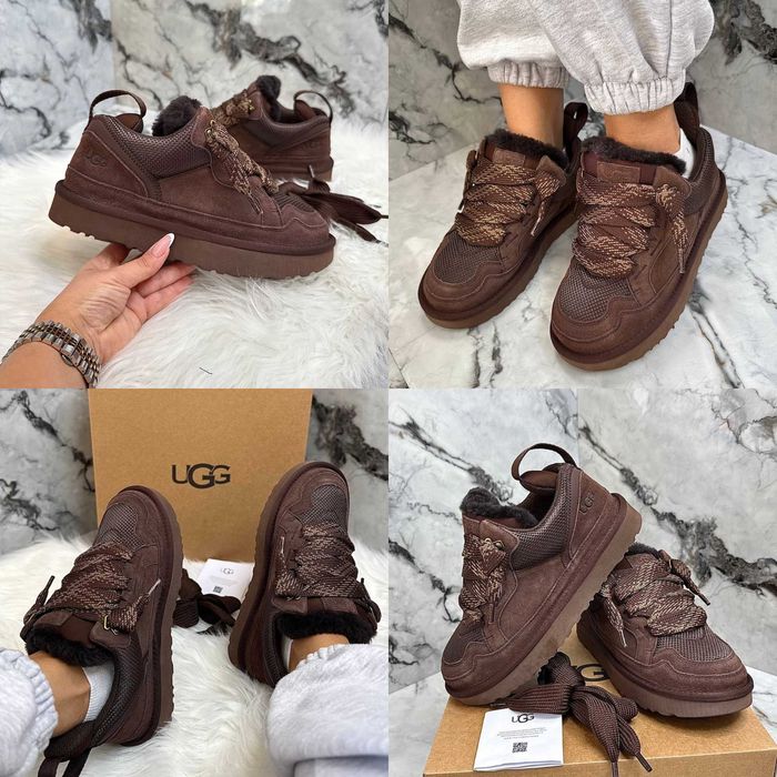 Жіночі черевики UGG Lowmel Sneaker Chocolate 36-41 Кросівки! Уггі! Зимові! Натуральна Овчина! Хіт Сезону!