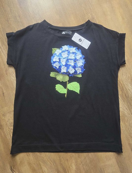 T-shirt Magnes czarny niebieska hortensja rozm. 3 (L/XL) nowy