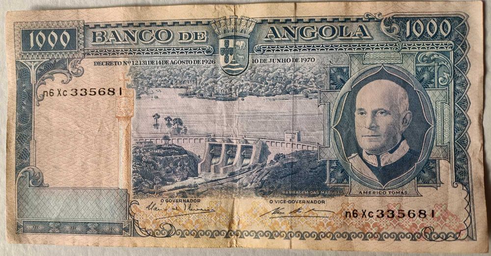 Nota Portuguesa Mil Escudos Circulada  Ex. Colónia Ultramarina Angola