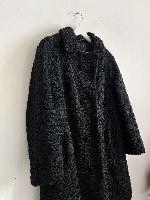 Eleganckie natualne czarne futro z karakułów - klasyczne, prl, unikat