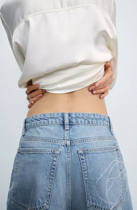 Джинси з камінчиками Zara M 38 L 40 Xl 42