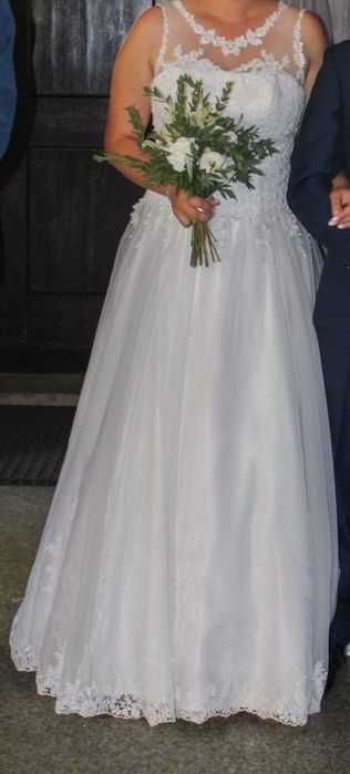 Asymetryczna suknia ślubna rozmiar L