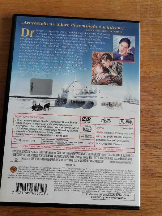 Płyta DVD "Doktor Żywago", materiały dodatkowy: wstęp, wywiady.