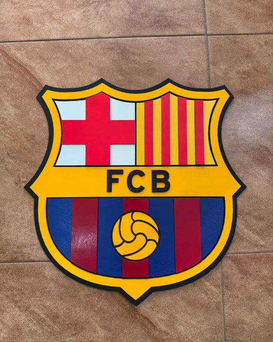 Obraz herb Barcelona 3D z drewna