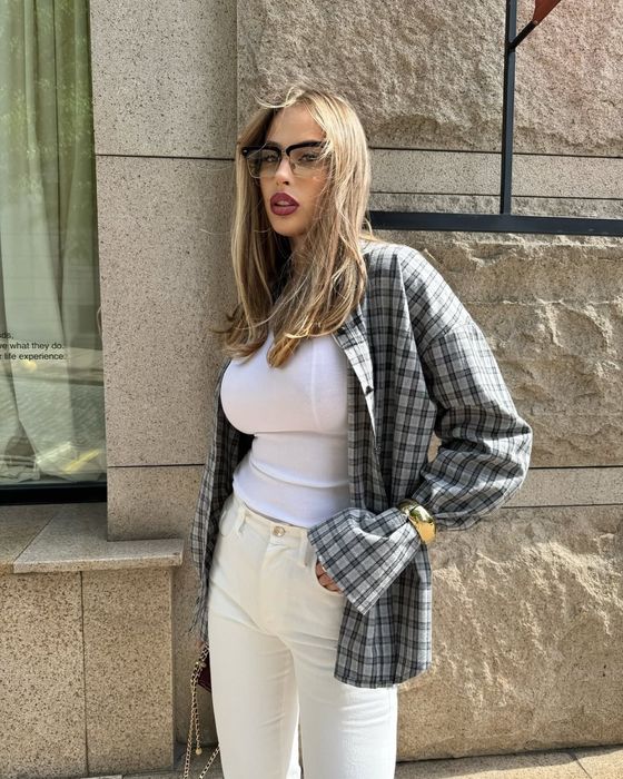 Сорочка в клітинку, сорочка ace est, сорочка alien подовжена