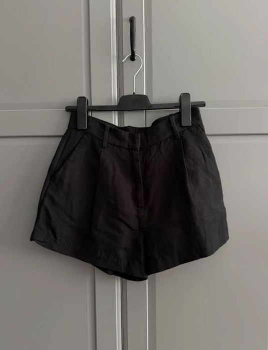 szorty lniane h&m linen blend czarne M