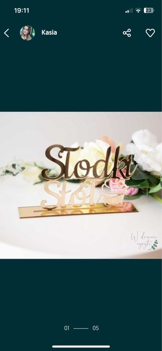 Srebrny napis slodki stol