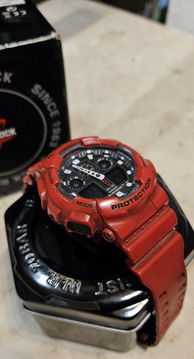6187/25 Zegarek Casio GShock GA-100B czerwony