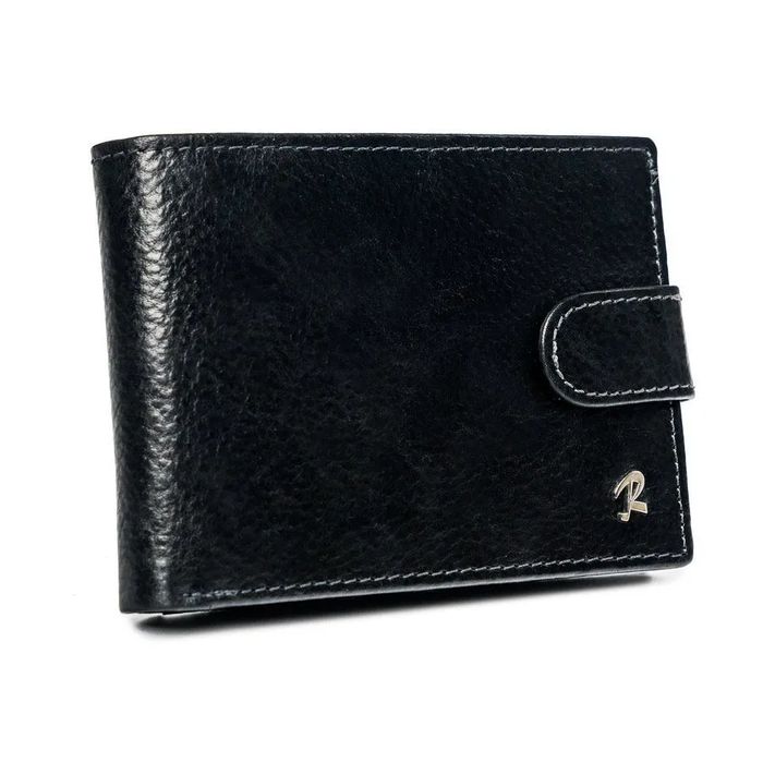 portfel męski z zapięciem na zatrzask i schowkiem