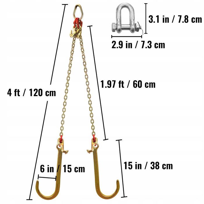 Łańcuch holowniczy vevor g80 3m x 8mm z haczykami i