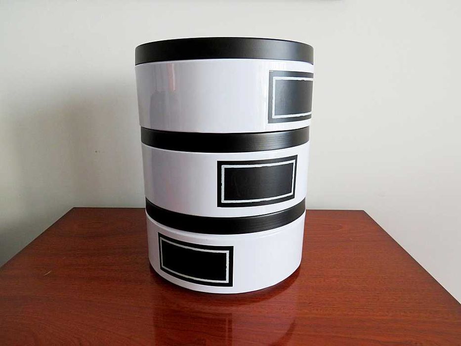 Conjunto de 3 caixas c/ tampa em metal