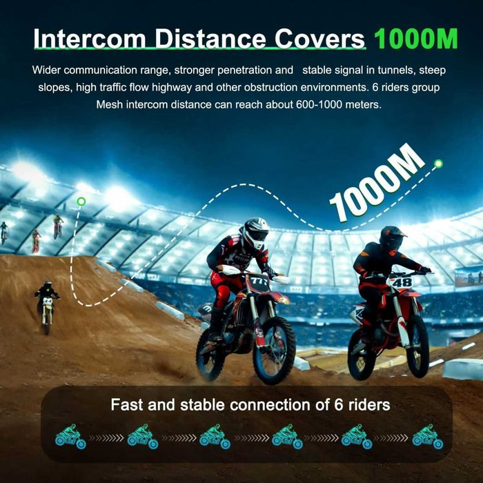 EJEAS Q8 NOVO! sistema de intercomunicação simultânea até 6 condutores numa distância superior a 1000 metros. Mota Bicicleta Skate Snowboard