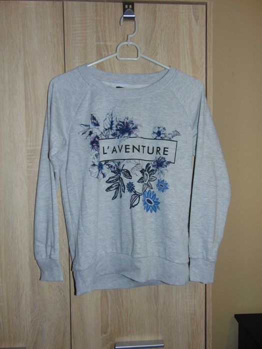Reserved - szara bluza z nadrukiem XS