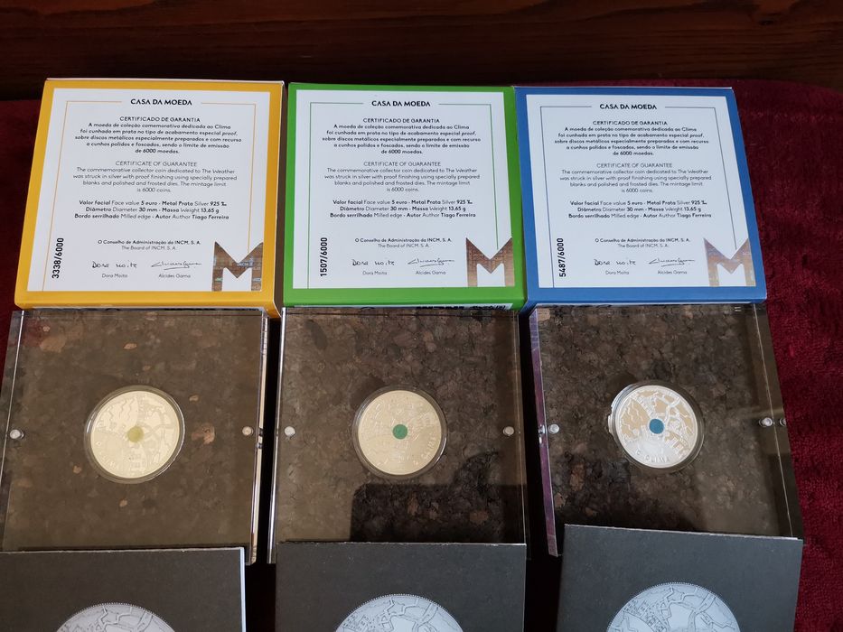 Coleção 3 moedas em prata 925 proof  "O Clima"