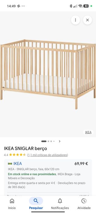 Berço ikea nunca usado