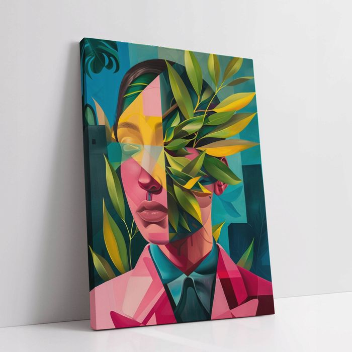Obraz na płótnie "Kobieta roślin w abstrakcji" 45x60 cm