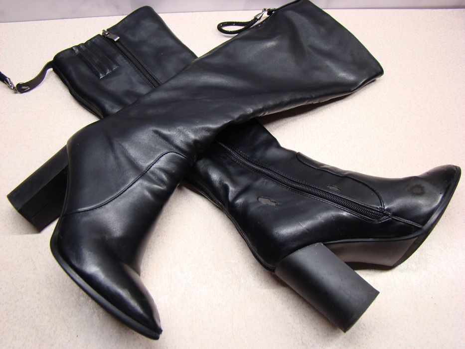 Bawoczka czarne ocieplane kozaki R. 36 damskie do kolana na obcasie