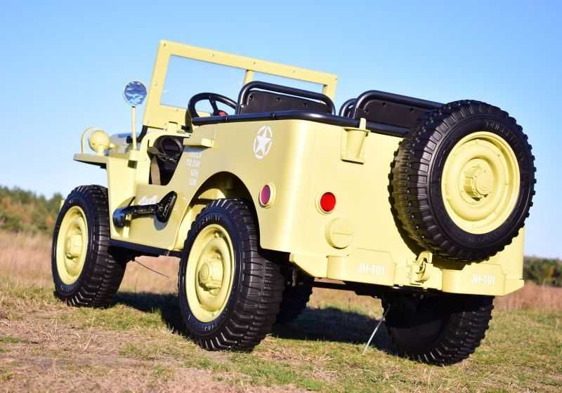 BAWIBUS.PL Auto samochód na akumulator JEEP WOJSKOWY retro 4x4 buggy