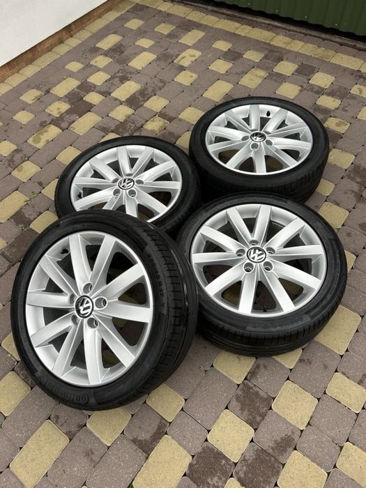 R17 оригінальні диски 5×112 VW Golf / Passat / Touran / Tiguan / Jetta шини Continental 225/45R17 (літо)