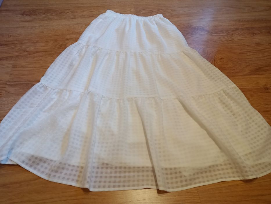 Biała H&M midi maksi spódnica na lato 34/36