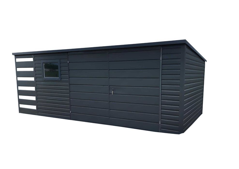 Domek Ogrodowy 4,5x3 + Wiata Ciemny Grafit Transport i Montaż Gratis