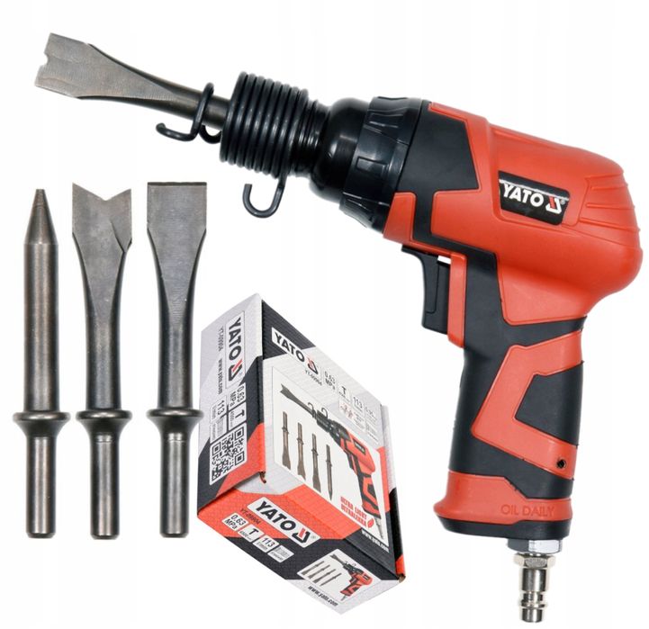 YATO Młot Młotek Ścinak Udarowy Pneumatyczny 4 Groty do Rdzy Piaskarka