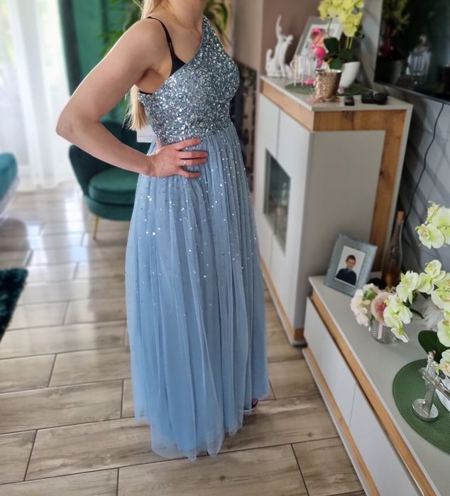 Maya deluxe cekiny tiul  nowa ML niebieska